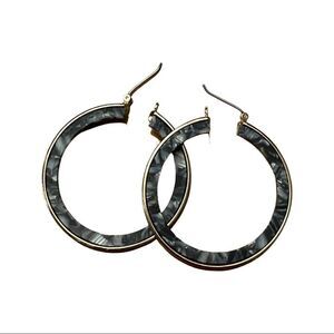 Pomina Gold and Black Faux Marble 2” Hoop Earrings - NWT